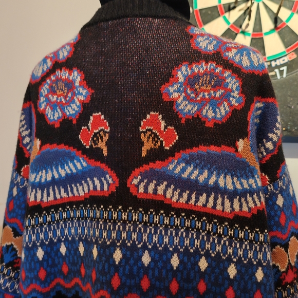 FarmRio Ainika intarsia-knit cardi-coat cardigan jacket size S 051000 - Picture 11 of 15